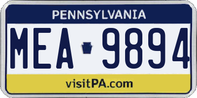 PA license plate MEA9894