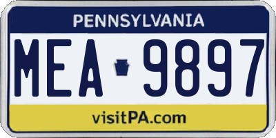 PA license plate MEA9897