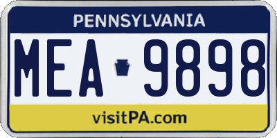 PA license plate MEA9898
