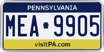 PA license plate MEA9905
