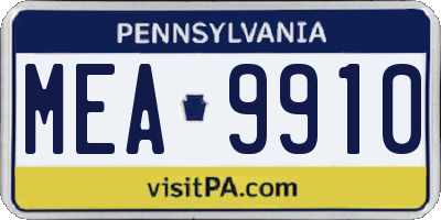 PA license plate MEA9910