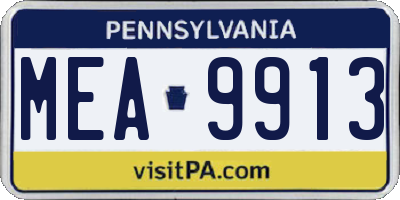 PA license plate MEA9913