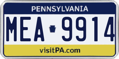 PA license plate MEA9914