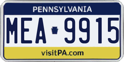 PA license plate MEA9915