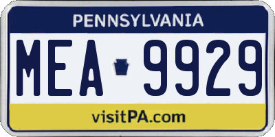 PA license plate MEA9929