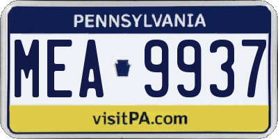 PA license plate MEA9937