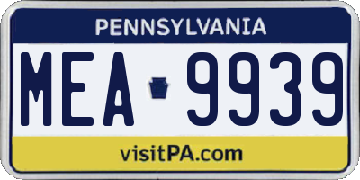 PA license plate MEA9939