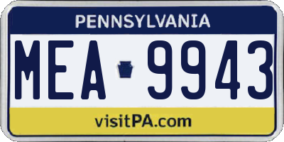 PA license plate MEA9943