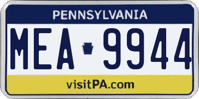 PA license plate MEA9944