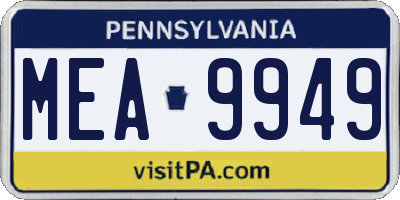 PA license plate MEA9949