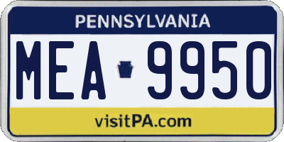 PA license plate MEA9950