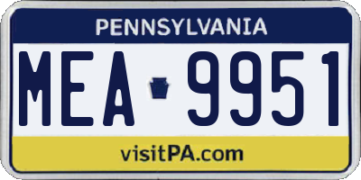 PA license plate MEA9951