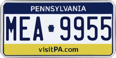 PA license plate MEA9955