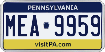 PA license plate MEA9959