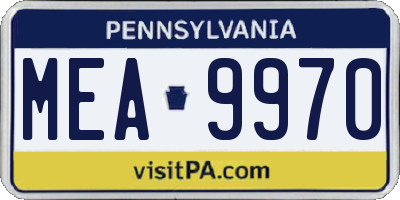 PA license plate MEA9970