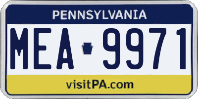 PA license plate MEA9971