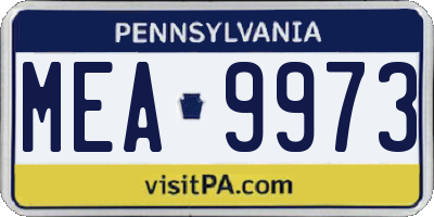 PA license plate MEA9973