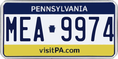 PA license plate MEA9974