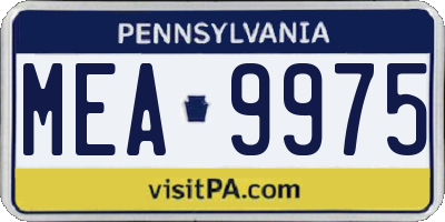 PA license plate MEA9975
