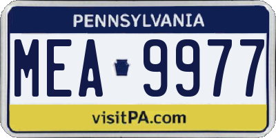 PA license plate MEA9977