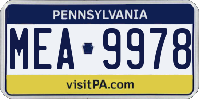 PA license plate MEA9978