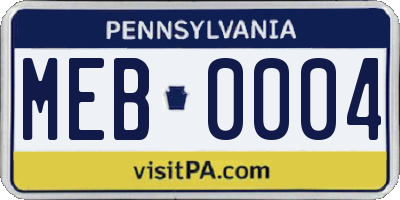 PA license plate MEB0004