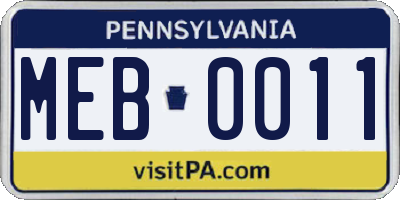 PA license plate MEB0011