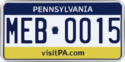 PA license plate MEB0015