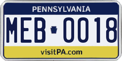 PA license plate MEB0018