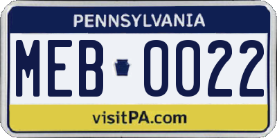 PA license plate MEB0022