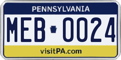 PA license plate MEB0024