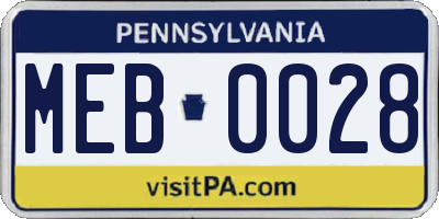 PA license plate MEB0028