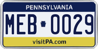 PA license plate MEB0029