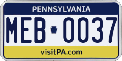 PA license plate MEB0037