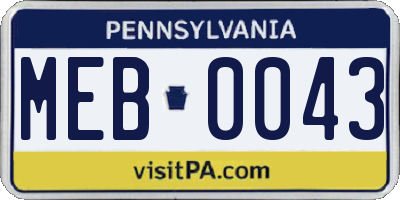 PA license plate MEB0043