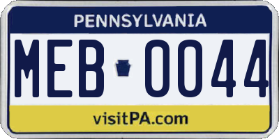 PA license plate MEB0044