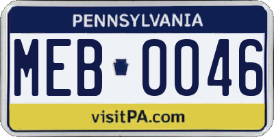 PA license plate MEB0046