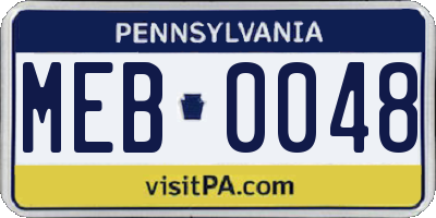 PA license plate MEB0048