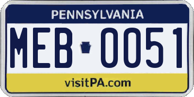 PA license plate MEB0051