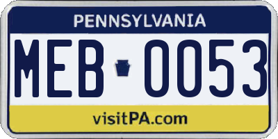 PA license plate MEB0053