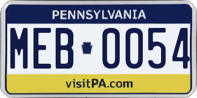 PA license plate MEB0054