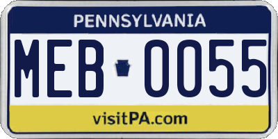 PA license plate MEB0055