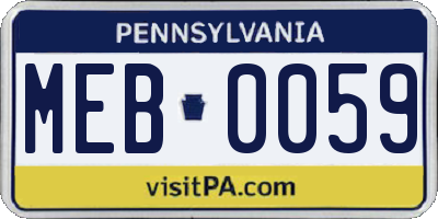 PA license plate MEB0059