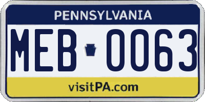 PA license plate MEB0063
