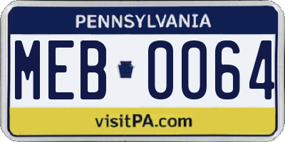 PA license plate MEB0064