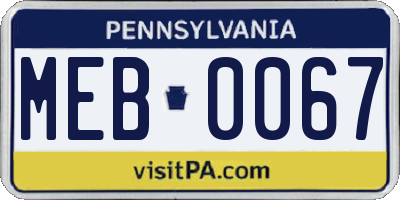 PA license plate MEB0067