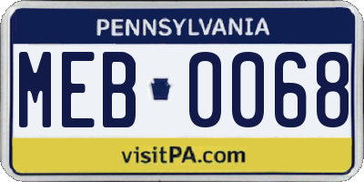 PA license plate MEB0068
