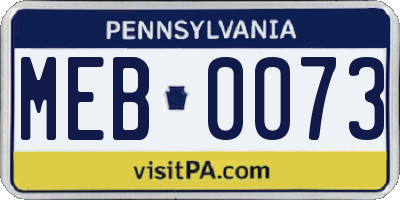 PA license plate MEB0073