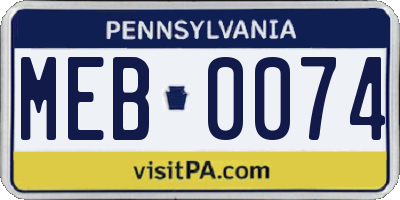 PA license plate MEB0074