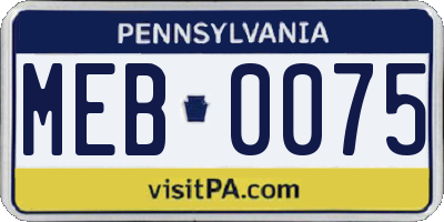 PA license plate MEB0075